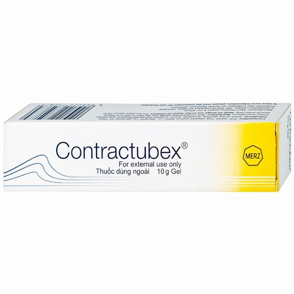 Gel bôi Contractubex 10g có thành phần chiết xuất hành tây, heparin và allantoin, tác động toàn diện lên sẹo lồi phì đại.